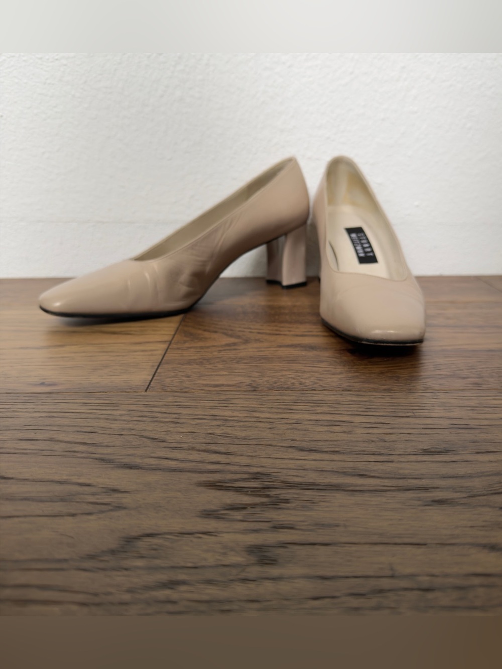 Stuart Weitzman Beige Square Toe Block Heel Pumps 9.5